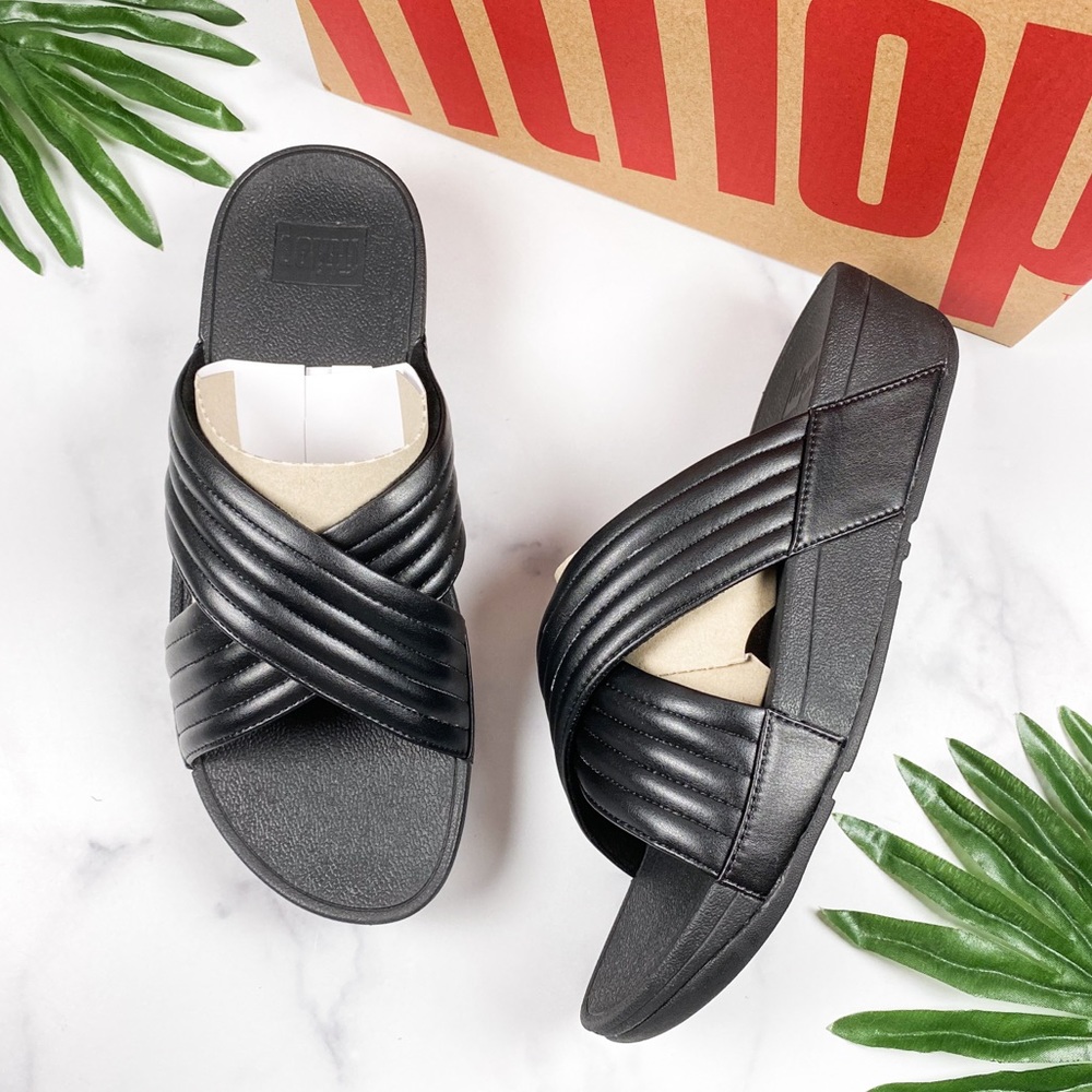 Fitflop Lulu Padded Cross Slide Sandals 9. NIB when purchased. Only wore twice.